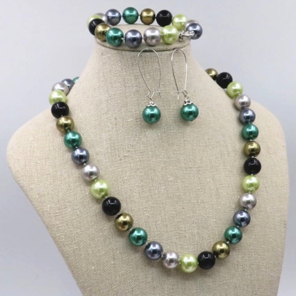 12mm Natural Multicolor Seashell Round Beads Necklace Chain Bracelet Set Girls - Picture 8 of 16